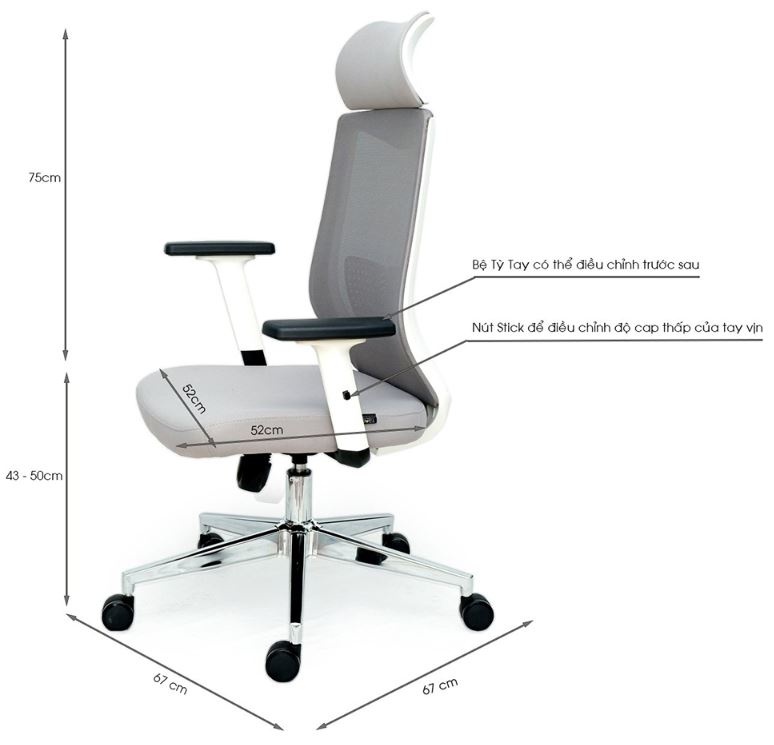 kích thước chuẩn ghế văn phòng