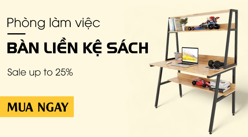 banner bàn làm việc kết hợp kệ homeoffice 2023