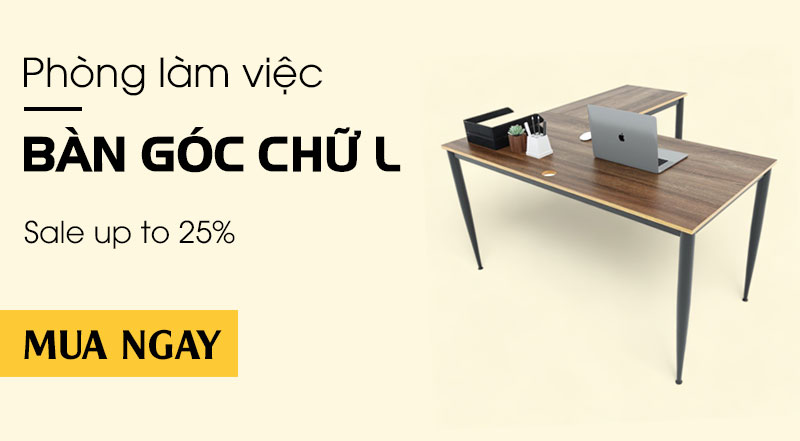 banner bàn làm việc góc chữ L homeoffice 2023