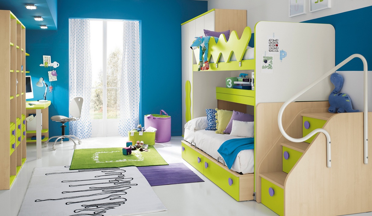 mẫu thiết kế nội thất phòng trẻ em màu xanh sang trọng, hiện đại cho năm 2017
