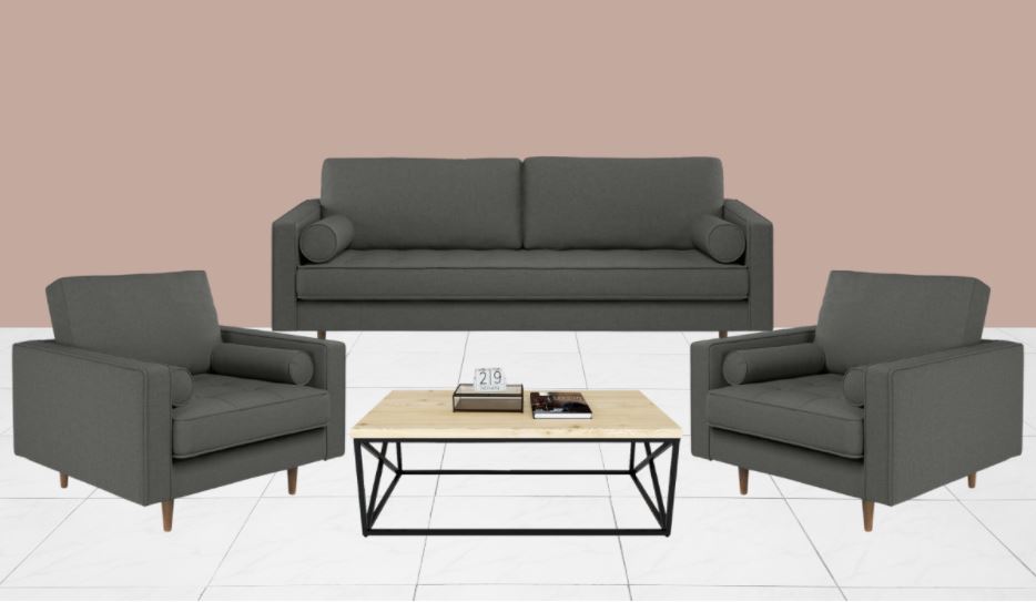 Bộ ghế Sofa bọc vải màu xám phù hợp với nhiều không gian