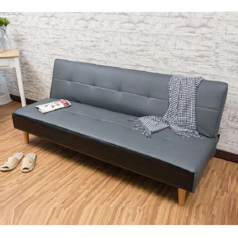 Sofa giường 168x86x35cm nệm bọc da simili màu xám của nhà HomeOffice