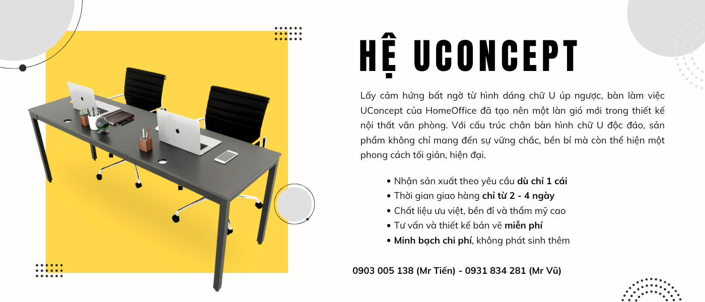 banner bàn văn phòng chữ U hệ UConcept