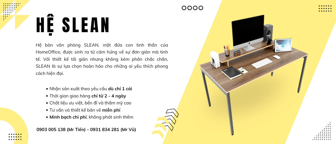 banner bàn văn phòng hệ slean tối giản