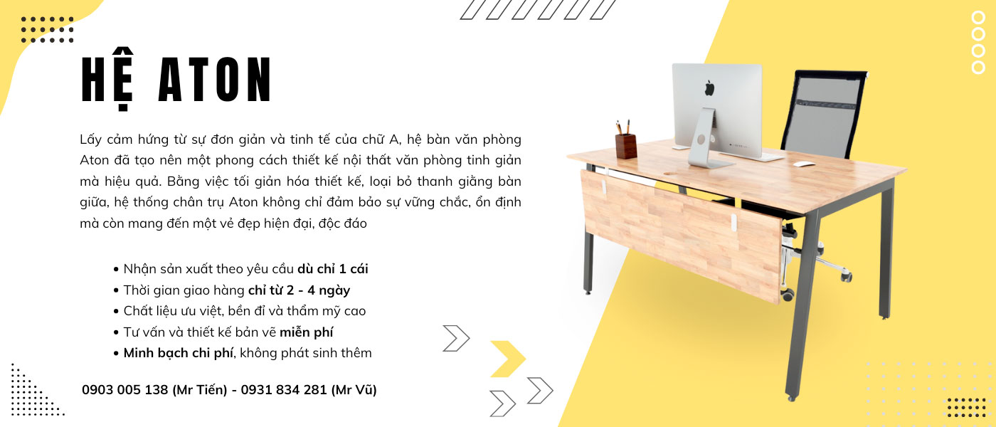 banner bàn văn phòng chân sắt chữ A giản lược