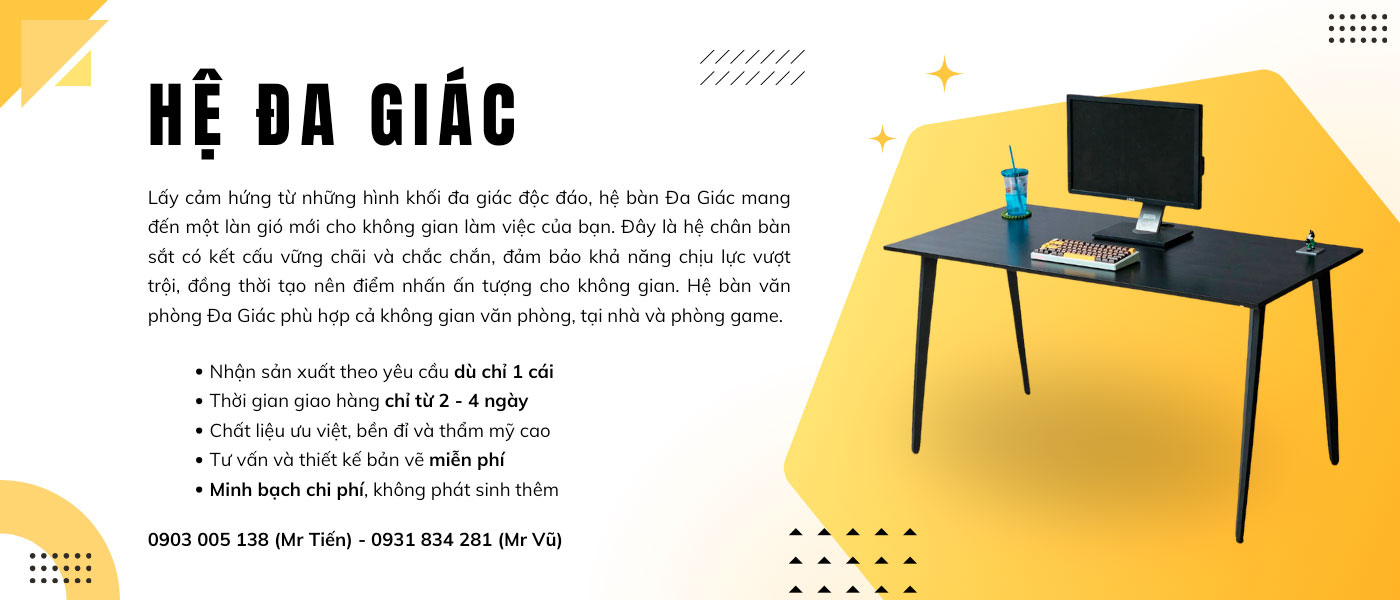 banner bàn văn phòng hệ đa giác