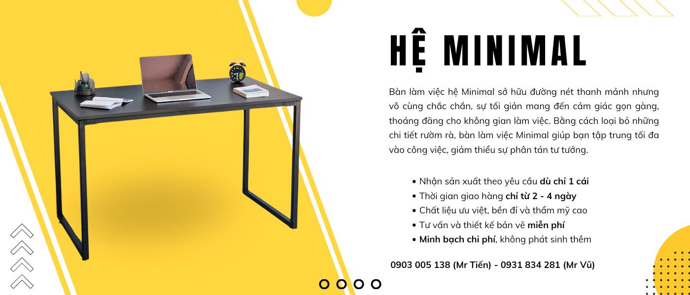 banner bàn làm việc văn phòng hệ minimal