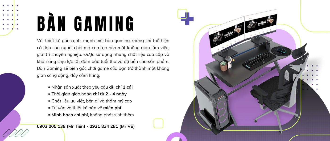 banner bàn gaming mẫu bàn chơi game chuyên nghiệp