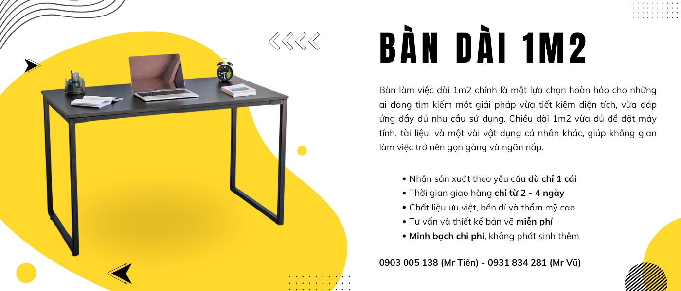 banner bàn làm việc dài 1m2