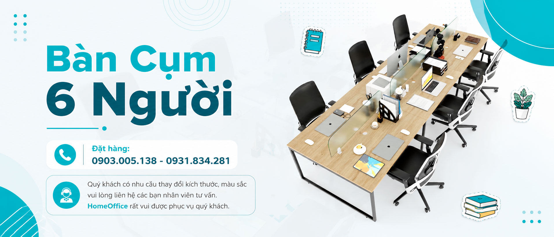 Cụm Bàn Làm Việc 6 Người