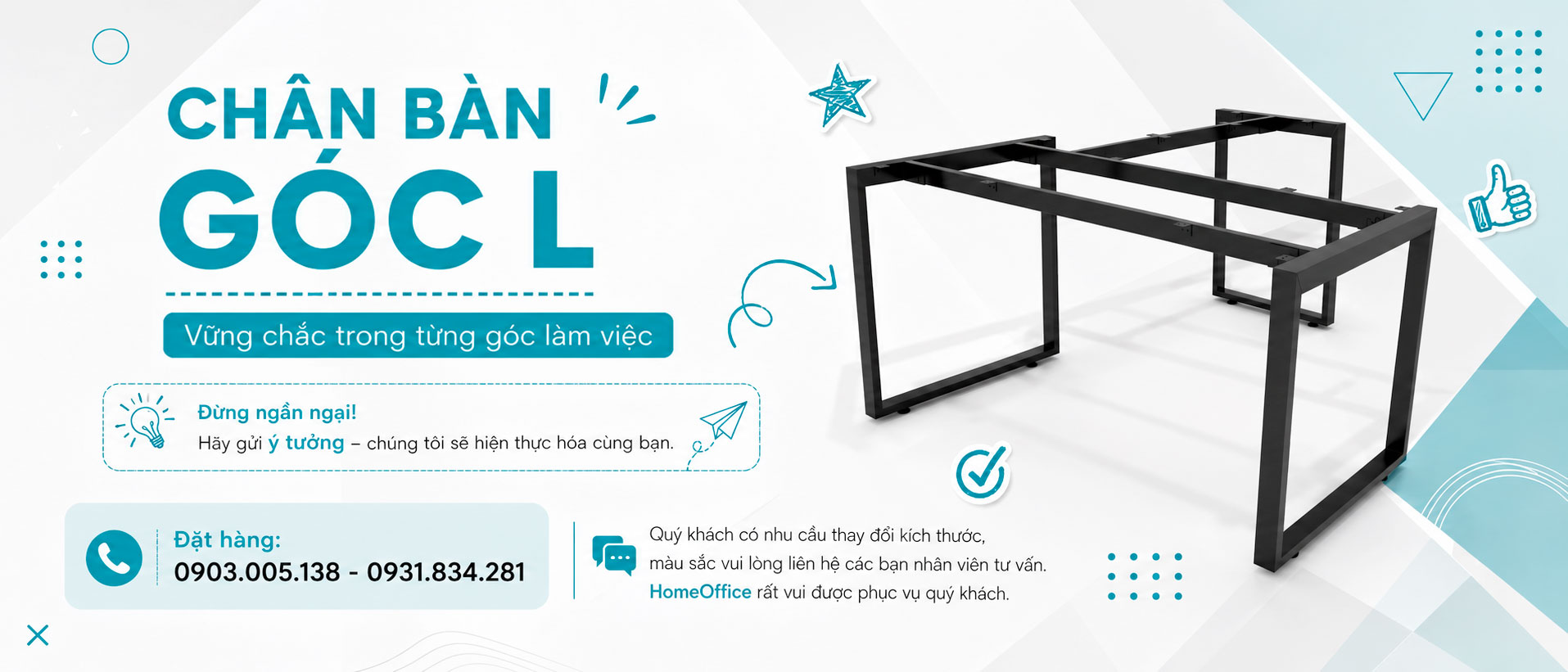 chân sắt bàn góc L