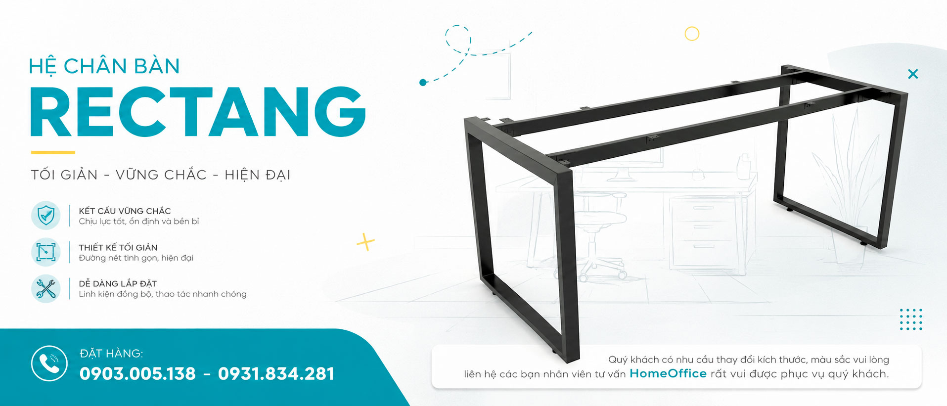 Chân sắt hình chữ nhật lắp ráp