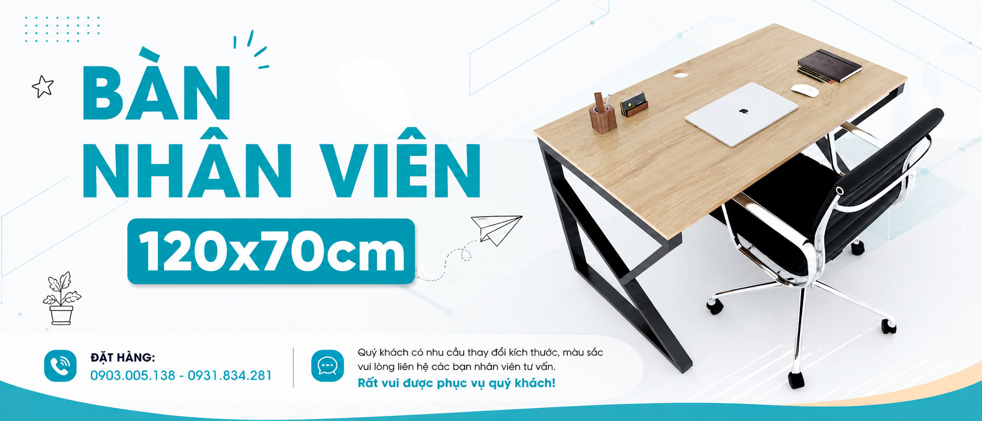 Bàn làm việc 120x70cm