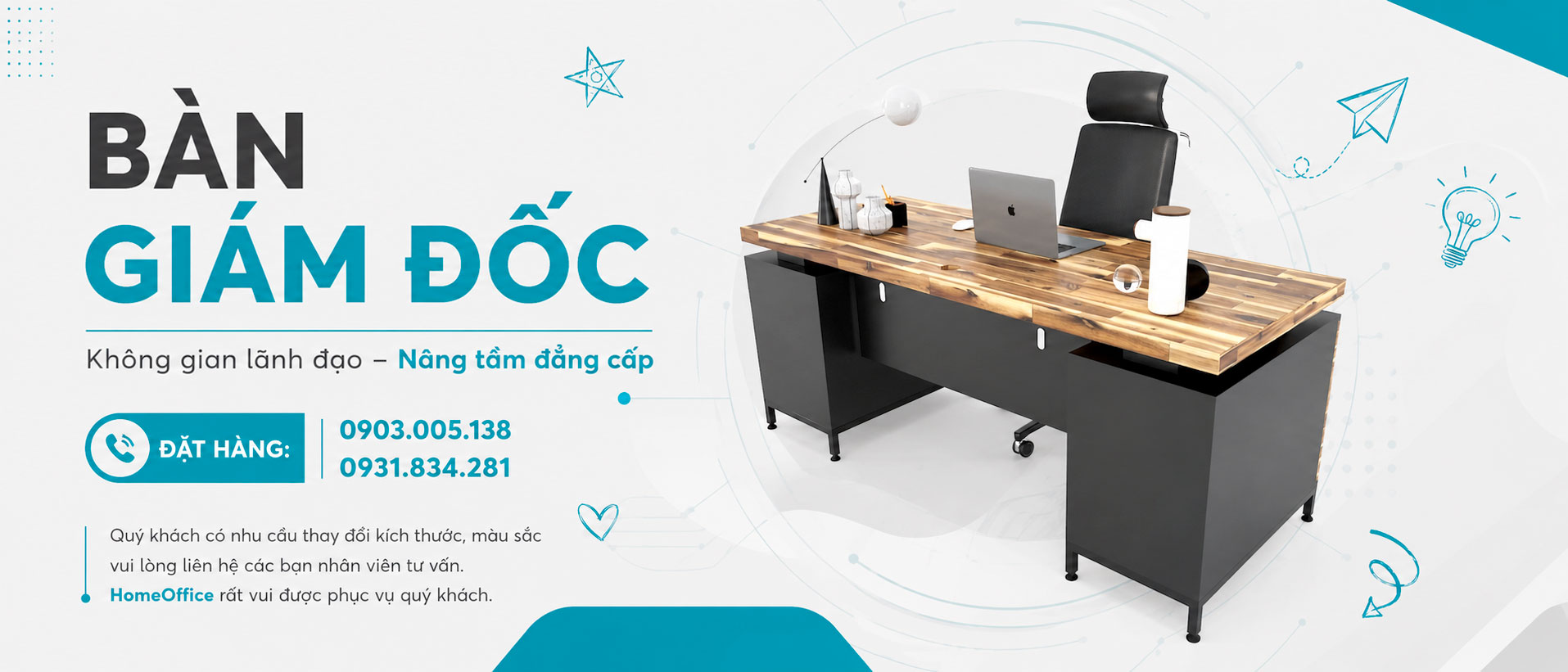 banner bàn làm việc giám đốc