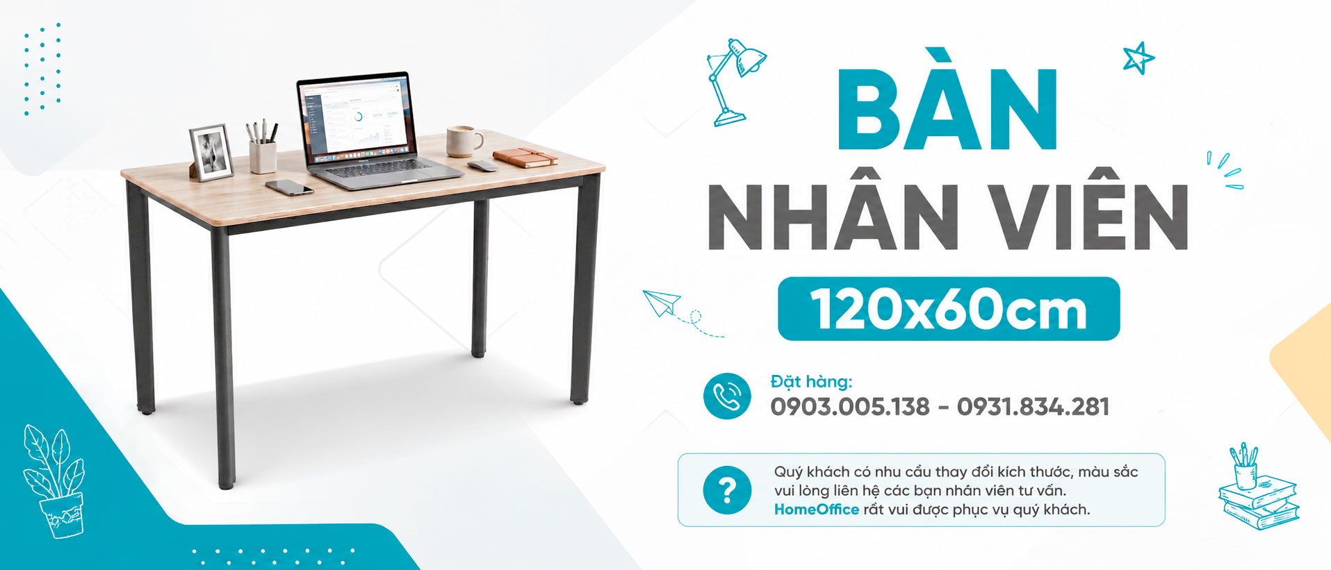 Bàn làm việc kích thước 120x60cm