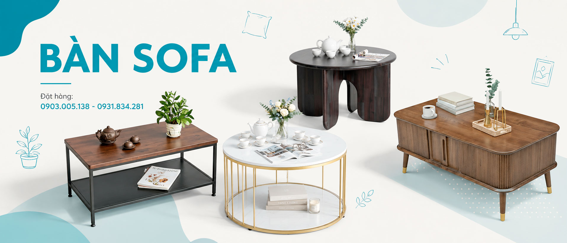 50+ mẫu bàn sofa phòng khách đẹp và sang trọng