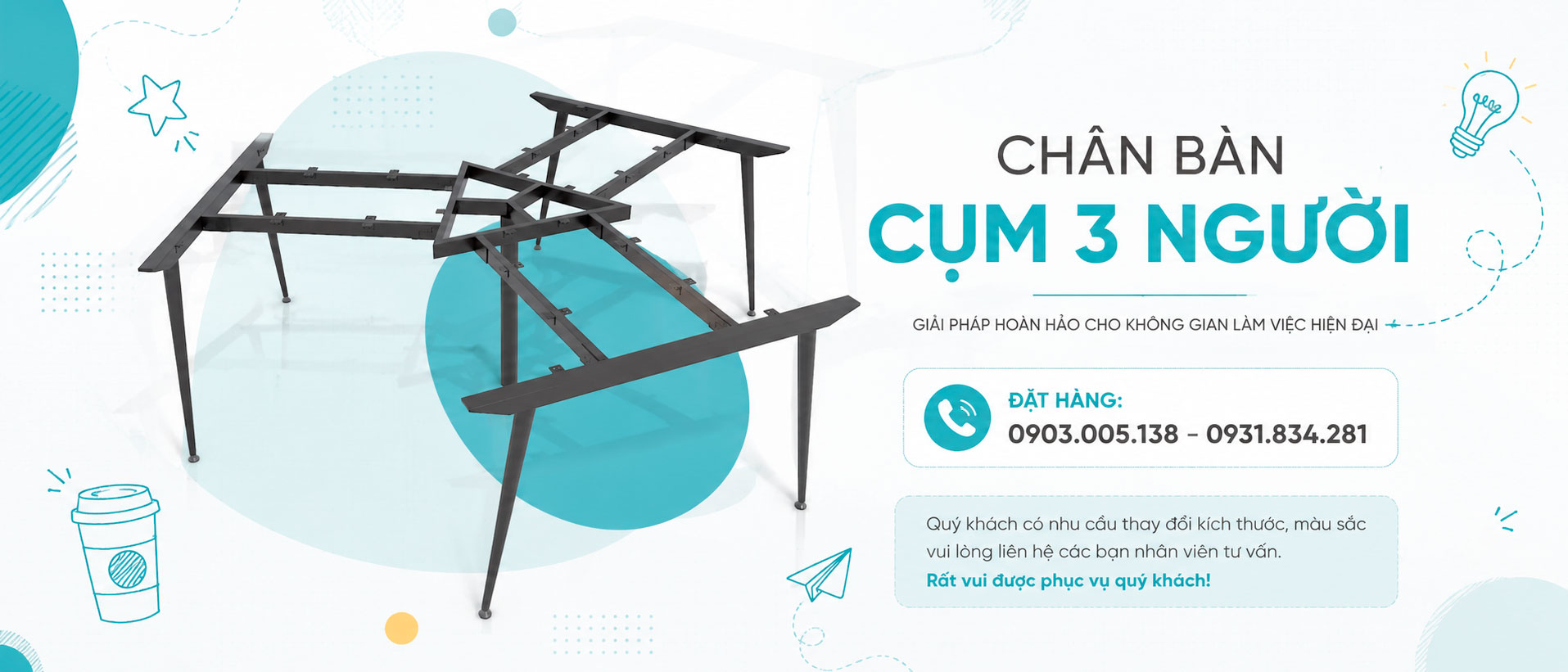 chân bàn cụm 3 chỗ ngồi