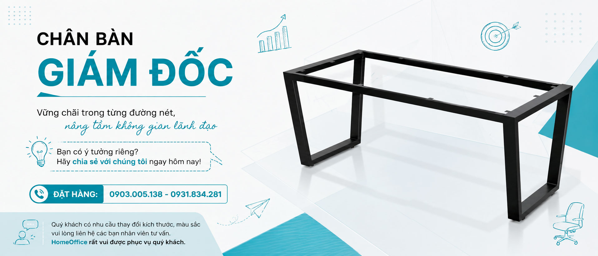 chân bàn giám đốc banner
