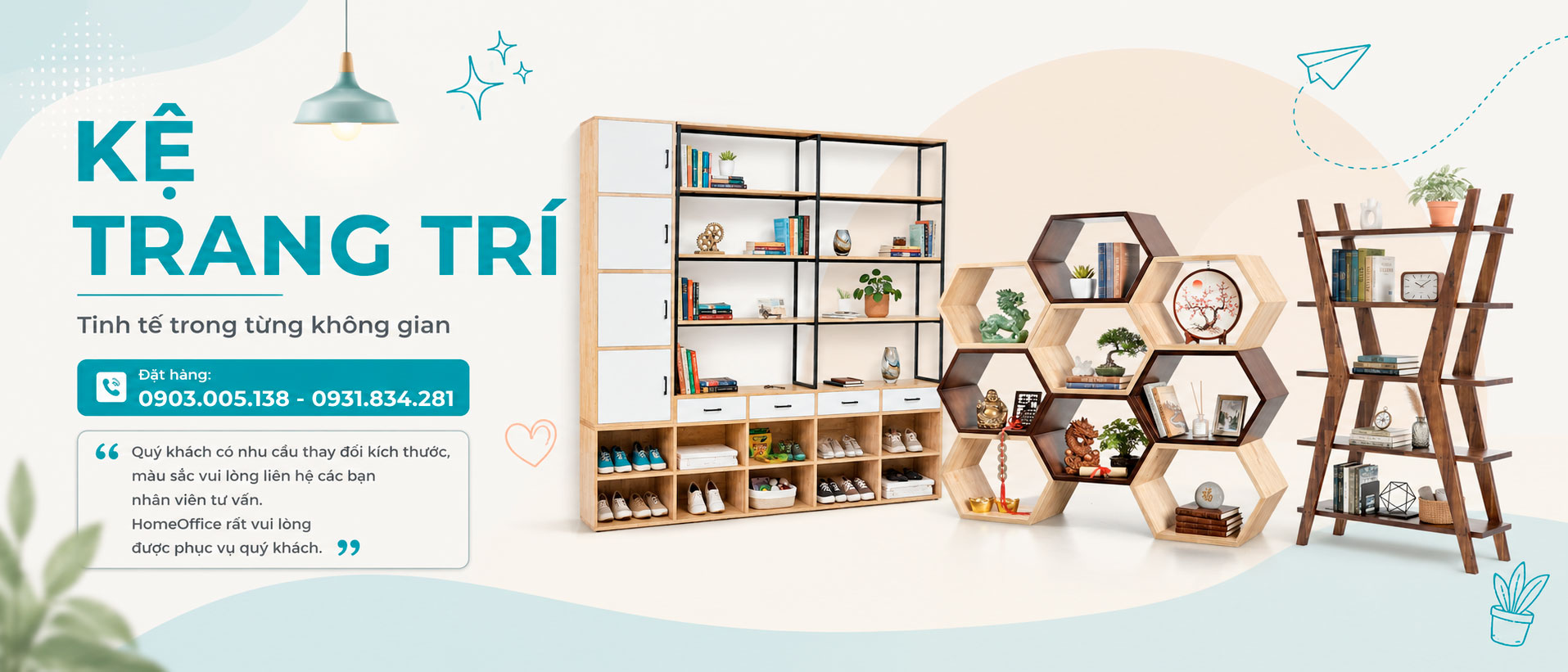 Kệ trang trí phòng khách homeoffice