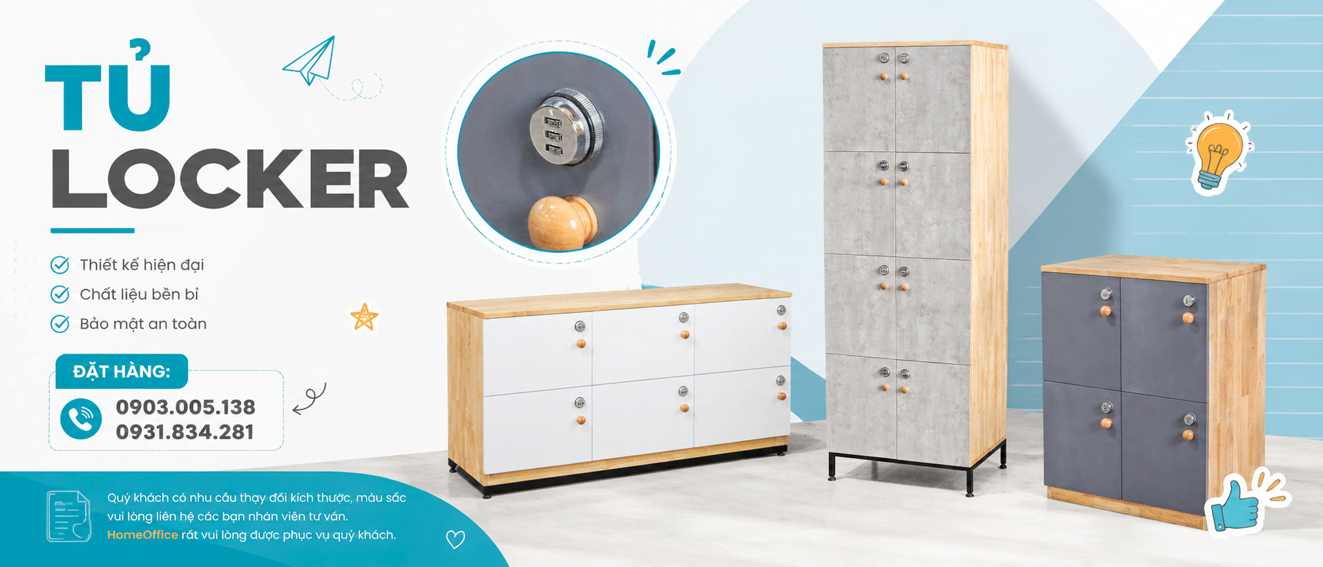 tủ locker khóa ren 3 số gỗ 