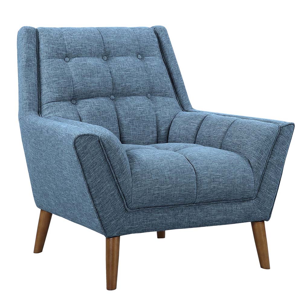 Sofa đơn nệm bọc vải màu xanh chân gỗ Armchair 07 GSD68036