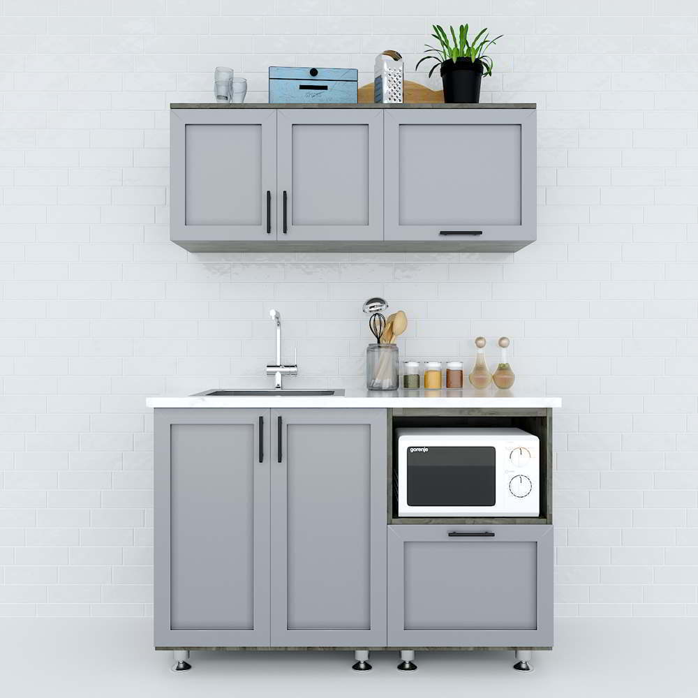 Hệ tủ bếp mini 1m2 gỗ cao su chống ẩm BTB680011