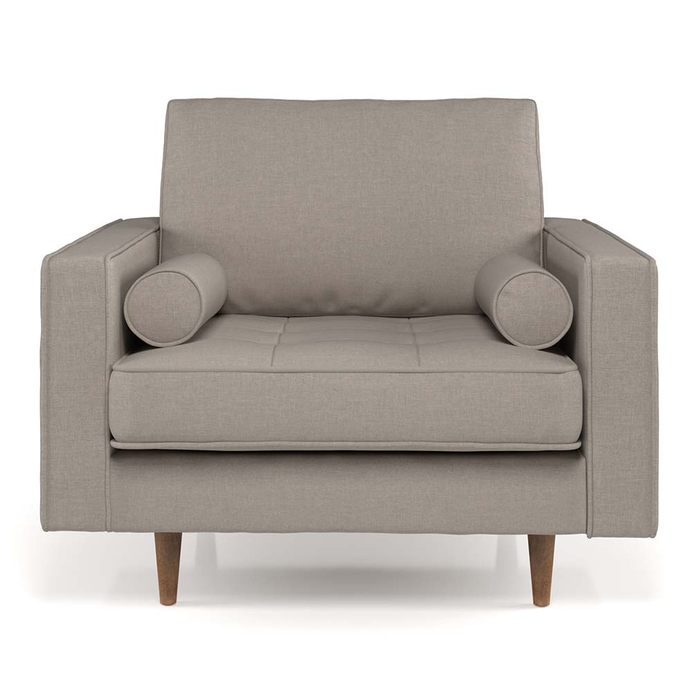 ghế sofa đơn màu xám nhạt chân gỗ