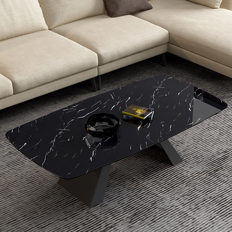 bàn sofa mặt đá đen chân sắt