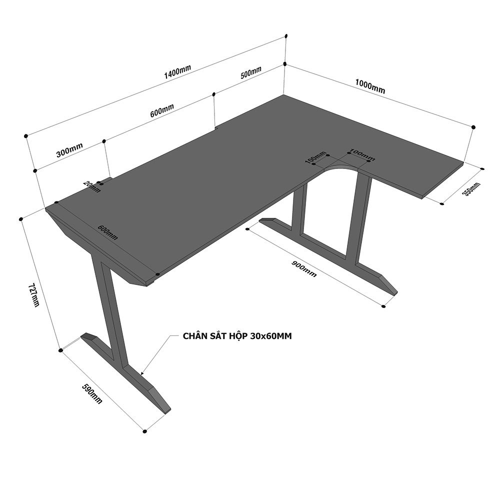 Hướng dẫn tính kích thước bàn làm việc chuẩn, khoa học, phù hợp với nhu cầu sử dụng