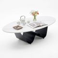 Bàn sofa hình Elip 130x70x35cm mặt đá ceramic TT68290