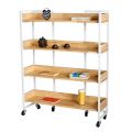 Kệ sách 4 tầng di động 100x30x120cm gỗ cao su KS68262