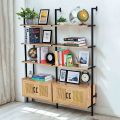 Kệ sách áp tường có tủ 149x30x180cm gỗ cao su KS68271