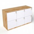 Tủ Locker 6 ngăn khóa số 120x45x75cm gỗ cao su THSL006