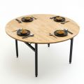 Bàn nhà hàng gấp gọn đk 140cm gỗ cao su BNH001
