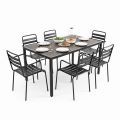 Combo bàn ngoài trời gỗ nhựa và 6 ghế sắt CBNT007
