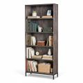 Kệ sách 5 tầng APEX 80x30x183cm gỗ cao su chân sắt KS68305