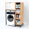 Kệ máy giặt liền tủ kệ 105x65x155cm gỗ cao su KMG68019