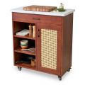 Bàn đảo bếp di động 80x40x85cm gỗ cao su mặt đá KISL005
