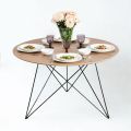 Bàn ăn tròn 120cm gỗ plywood chân sắt BA68248