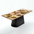 Bàn ăn chữ nhật 140x70cm gỗ tràm chân sắt BA68256