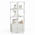 Kệ góc tường có ngăn tủ 50x50x160cm gỗ cao su KGT68048