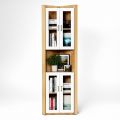 Kệ góc tường cửa kính 40x40x170cm gỗ cao su KGT68045