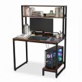 Bàn máy tính liền kệ 100x60x140cm gỗ cao su FD68079