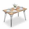 Bàn ăn chữ nhật 120x70cm gỗ tràm chân Hairpin BA68269