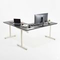 Bàn góc L có hộp điện 160x160cm gỗ tràm hệ TIO HBTO045