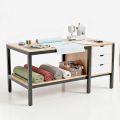 Bàn cắt vải có ngăn tủ 180x90cm gỗ cao su WSTB003