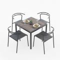 Combo bàn vuông gỗ nhựa và 4 ghế Verro sắt CBNT016