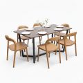 Combo bàn ăn chữ nhật và 6 ghế Neva không tay BBA220