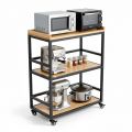 Kệ bếp di động 3 tầng 64x40x89cm gỗ cao su KB68082