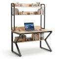 Bàn liền kệ sách chữ K 120x70x165cm gỗ cao su FD68087